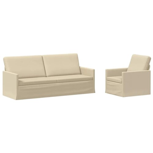  Set sofe 2 pcs Krem Tkanina - Krem 1-sjedalni + 3-sjedalni (180 cm) Slike