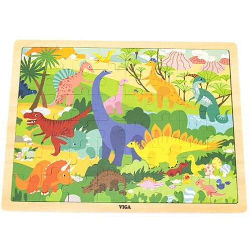 Viga 44584 puzzle na podlo&amp;scaron;ku, 48 dijelova - učenje o dinosaurima Slike
