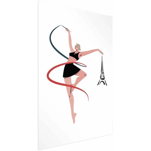  Plakat - Illustration of a Woman with a Ribbon - Artistic Gymnastics 60x90 Bez okvira s margom Cene