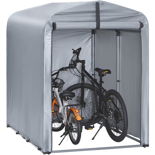 SoBuy Zunanja garaža KLS11-K, vodoodporen &scaron;otor za avtomobile, motorna kolesa in orodja, vrtna lopa, srebrna barva, 120x176x163 cm, (5000017130) Cene