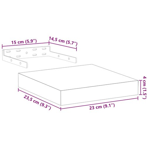  Plutajuće police 4 kom 23 x 23,5 x 4 cm od konstruiranog drva Slike