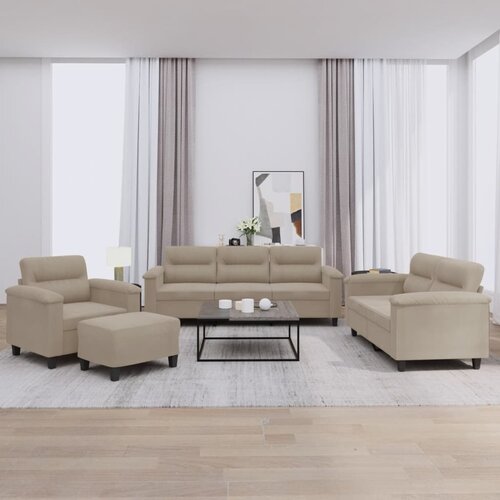vidaXL 4-dijelni set sofa s jastucima  taupe mikrofibra tkanina - Sivo-smeđa 1 S osloncem za noge Cijene