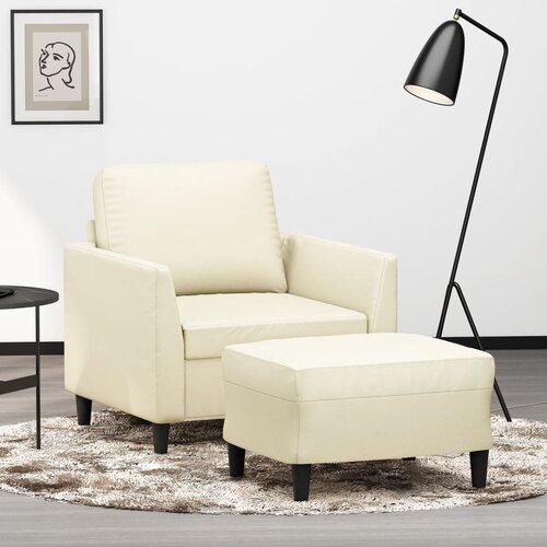  Fotelja s tabureom krem 60 cm od umjetne kože Cene