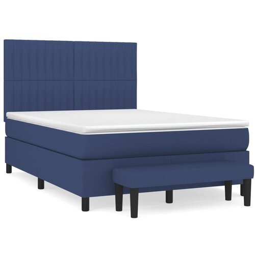 vidaXL Box spring postelja z vzmetnico modra 140x200 cm blago, (20894782) Cene