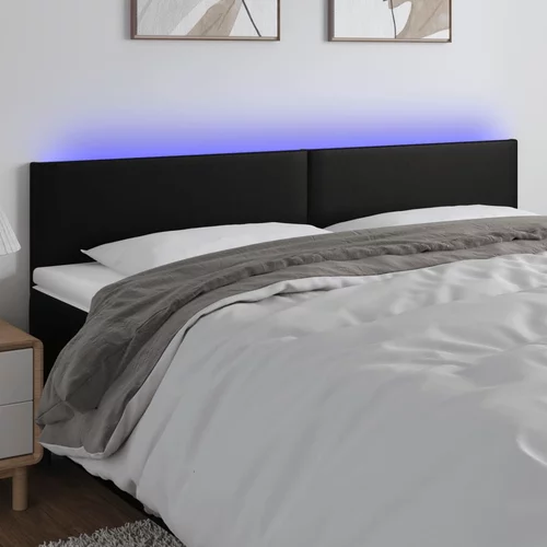 vidaXL LED posteljno vzglavje črno 200x5x78/88 cm umetno usnje