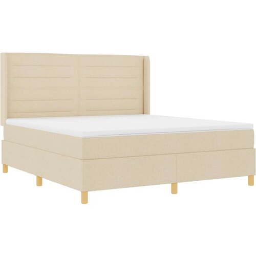  Krem Box Spring Postelja z Blazino, 180x200 cm Tkanina, (22050973) Slike