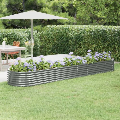 vidaXL visoka greda iz prašno premazanega jekla 368x80x36 cm siva Cene