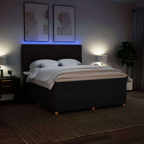 vidaXL Box spring postelja z vzmetnico črna 180x200 cm blago Cene