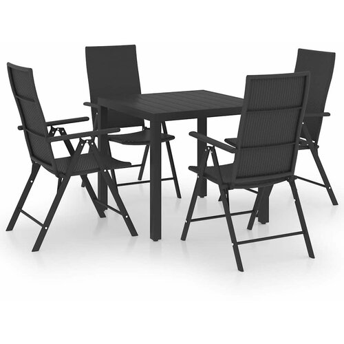  5-dijelni vrtni blagovaonski set crni Crna Slike
