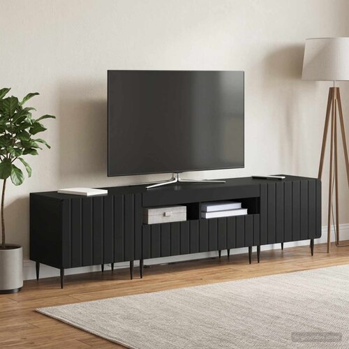  3-dijelni LED TV kabinet ZWOLLE Crna Konstruirano drvo Slike
