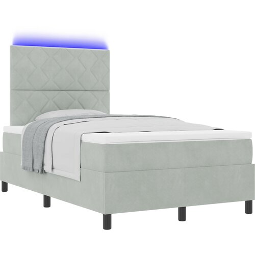 VidaXL Box Spring Krevet s Madracem &amp;amp; LED Svjetlom Svjetlosiva 120x190 cm Bar&amp;scaron;un Slike