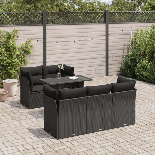 vidaXL 6-dijelni set vrtnih sofa s jastucima crni od poliratana Cijene