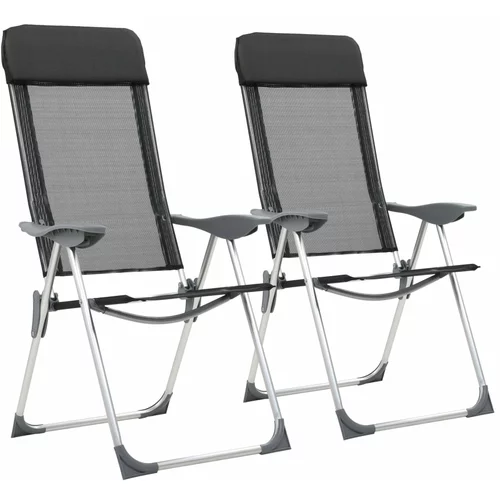 vidaXL Zložljivi stoli za kampiranje 2 kosa črne barve aluminij, (20816953)
