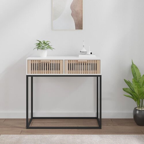The Living Store Konzolni stol bijeli 80x30x75 cm konstruirano drvo i željezo Cijene