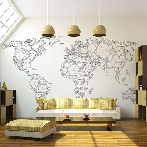  tapeta - Map of the World - white solids 400x309