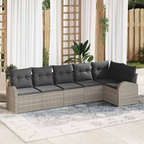  Sjedeća garnitura za vrt 6 kom. Svijetlo siva poliratan Svjetlosiva 289 x 124 x 85 cm Slike