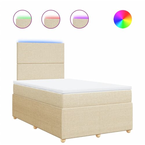 vidaXL Box spring postelja z vzmetnico krem 120x200 cm blago, (21307434) Cene
