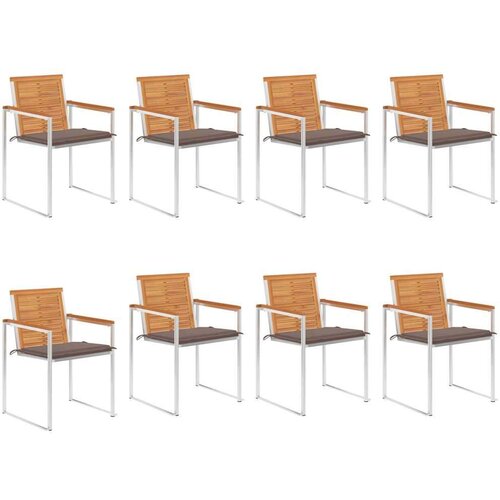  Vrtne stolice s jastucima 8 kom od masivnog drva bagrema Slike