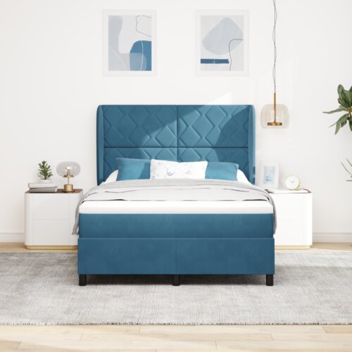 Box Spring Krevet s Madracem Tamno Plavi 140x200 cm Bar&amp;scaron;un Slike