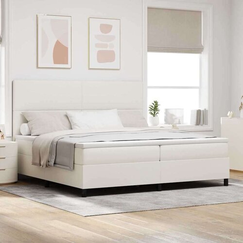  LED Box Spring Krevet s uzglavljem Krema i bijela 200 x 200 cm Cene