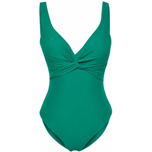 Trendyol emerald Green*002 straight deep v strap high leg swimsuit Cene