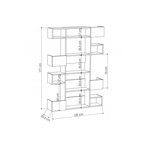 Hanah home polica za knjige niho - bela, hrast Slike