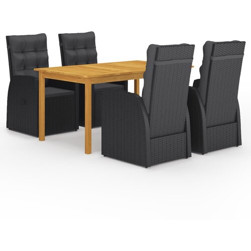  5-dijelni vrtni blagovaonski set crni Cijene