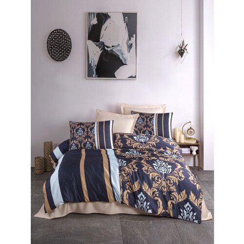  487 dark bluegoldwhite king quilt cover set (fr) Cene