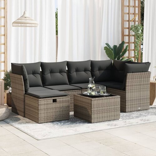 VidaXL 7-dijelni set vrtnih sofa sivi od poliratana Slike