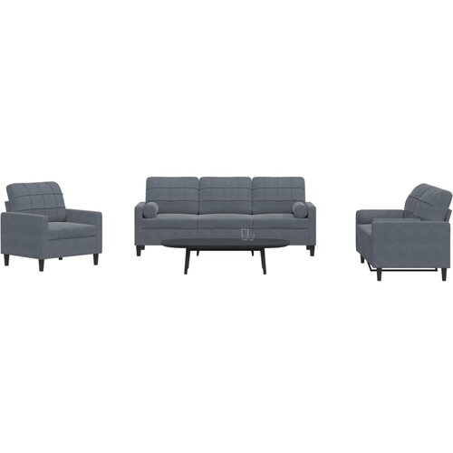 vidaXL 3-dijelni set sofa s jastucima tamnosivi baršunasti Cijene
