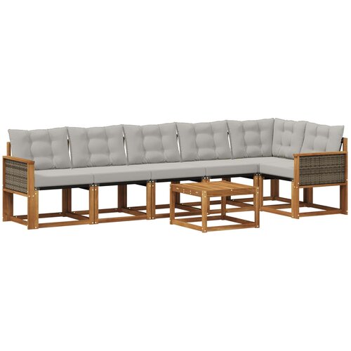 vidaXL Zunanja garnitura za sedenje 7 pcs Naravna in svetlo siva, (5000279594) Cene