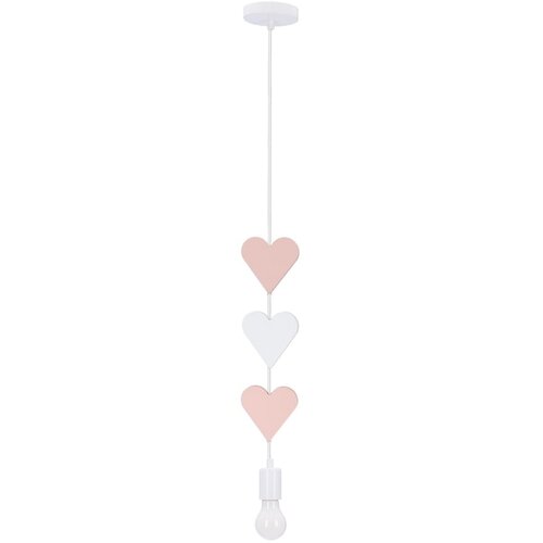 Candellux Lighting Bijelo-ružičasta dječja svjetiljka s metalnim sjenilom Hearts - Slike