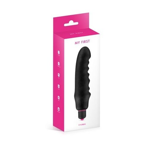  Rebrasti silikonski vibrator | My First Chubbie Black Cene