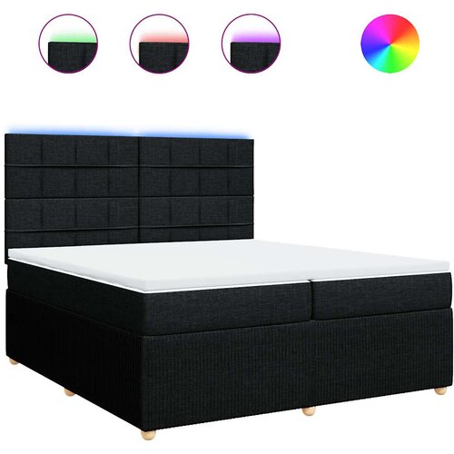 Krevet s oprugama i madracem crni 200x200 cm od tkanine Slike