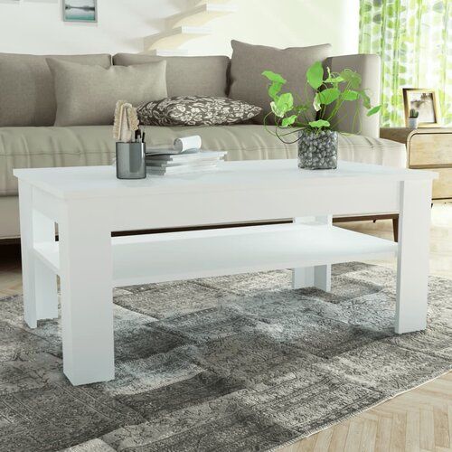 VidaXL Klubska mizica iverna plo&amp;scaron;ča 110x65x48 cm bela Slike