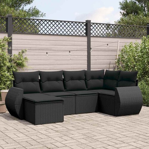  6-dijelni set vrtnih sofa s jastucima crni od poliratana Cijene