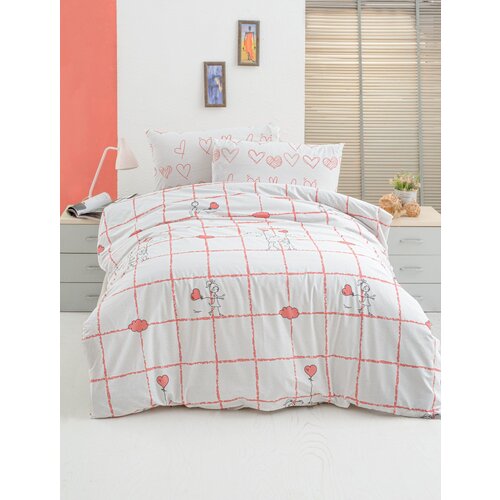  Pink white ranforce single quilt cover set Cene