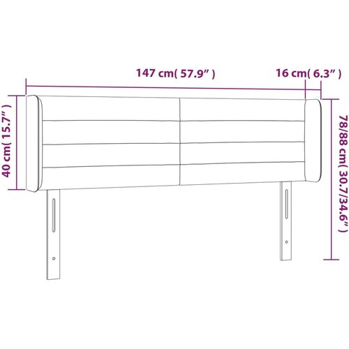  LED uzglavlje smeđesivo 147x16x78/88 cm od tkanine Slike