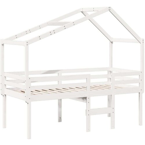 vidaXL Visoki krevet s krovom bijeli 90 x 190 cm od masivne borovine Cene
