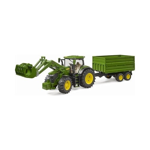 Bruder John Deere 7R 350 s sprednjim nakladalnikom in transportno prikolico s tandemsko osjo Cene