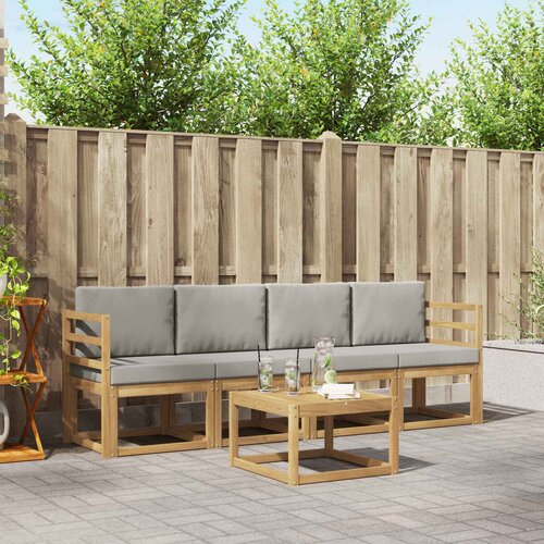  Set vanjskih sofa 5 pcs Bijela i svjetlosiva 59 x 59 x 37 cm Cene