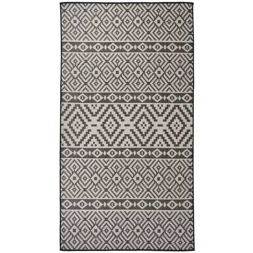 Vanjski tepih ravnog tkanja 80 x 150 cm crne pruge