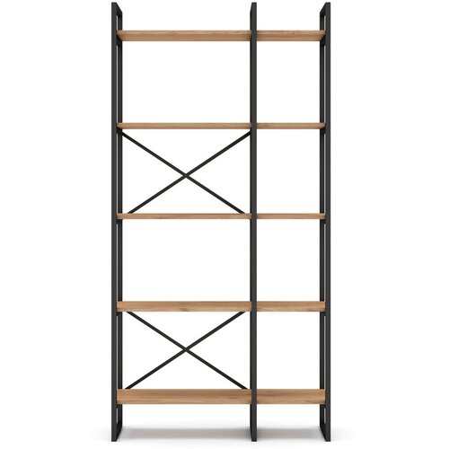 Marckeric Crna/natur polica u dekoru hrasta 87,5x175 cm Dusan - Slike