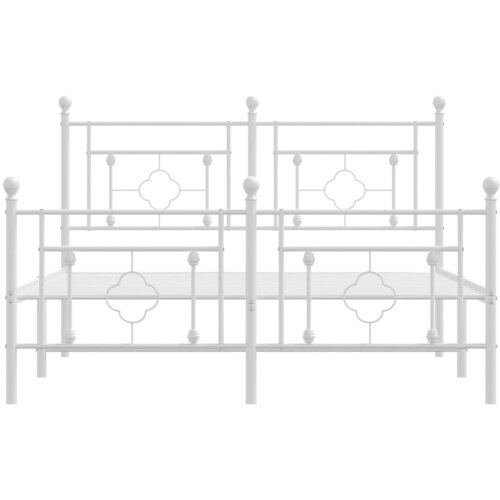  Metalni okvir kreveta uzglavlje i podnožje bijeli 140 x 190 cm Slike