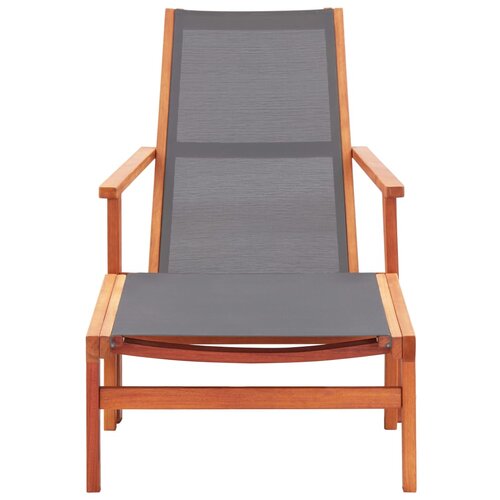 Maison Chic Vrtni Stoli - Stol za vrt z naslonjalom za noge siv evkaliptusov les in tekstil JS790, (21878182) Slike