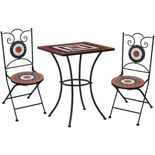 In 3-dijelni bistro set s keramičkim pločicama boja cigle i bijeli Cijene