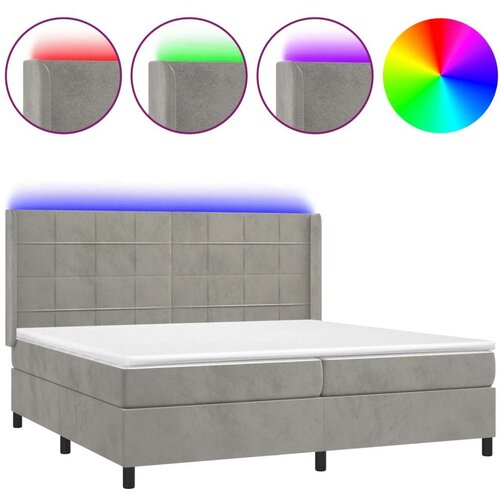  Box spring s madracem LED svjetlosivi 200x200 cm bar&amp;scaron;un Slike