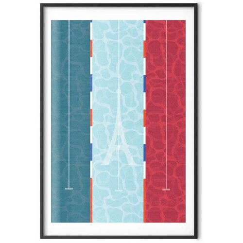  Plakat - Illustration of a Pool Against the French Flag 60x90 Crni okvir s margom Slike