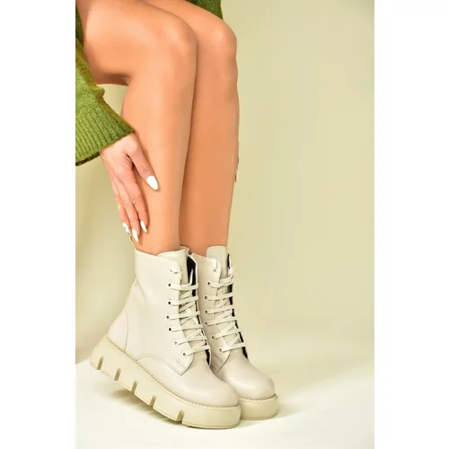 Fox Shoes Beige Women's Boots with Filled Soles