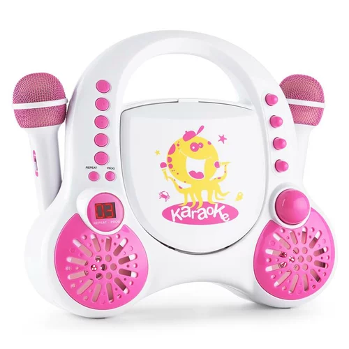 Auna Rockpocket, Karaoke sustav za djecu, CD, AUX, 2 x set mikrofona, punjiva baterija, bijeli